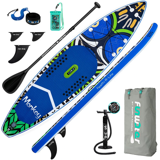 Inflatable Stand up Paddle Board Surfboard Complete Paddleboard Accessories Adjustable Paddle, Pump, ISUP Travel Backpack, Leash, Waterproof Bag, Adult Paddle Board SUPFR02A