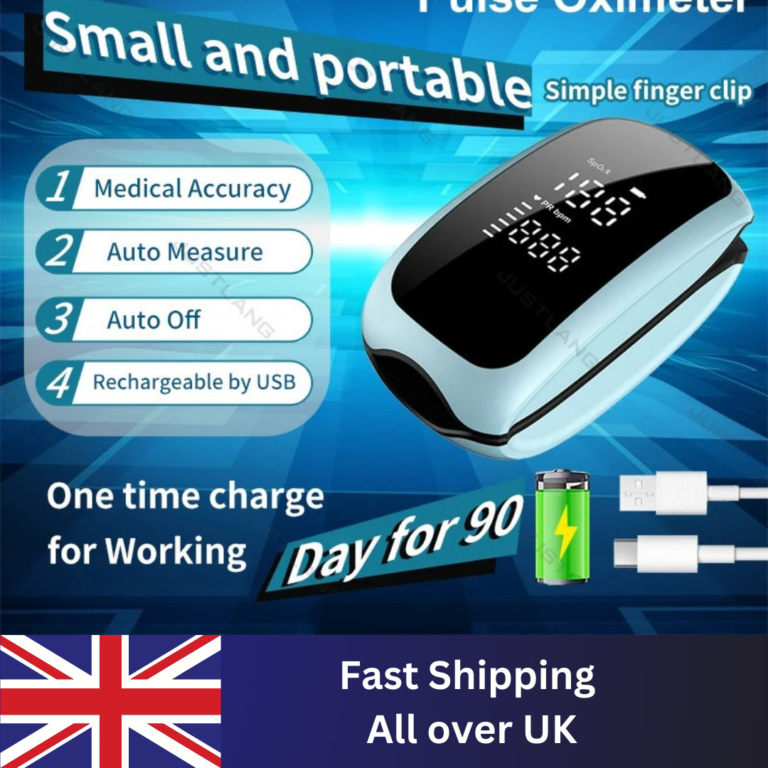 Rechargeable Finger Pulse Oximeter LED Blood Oxygen Spo2 Monitor Heart Rate