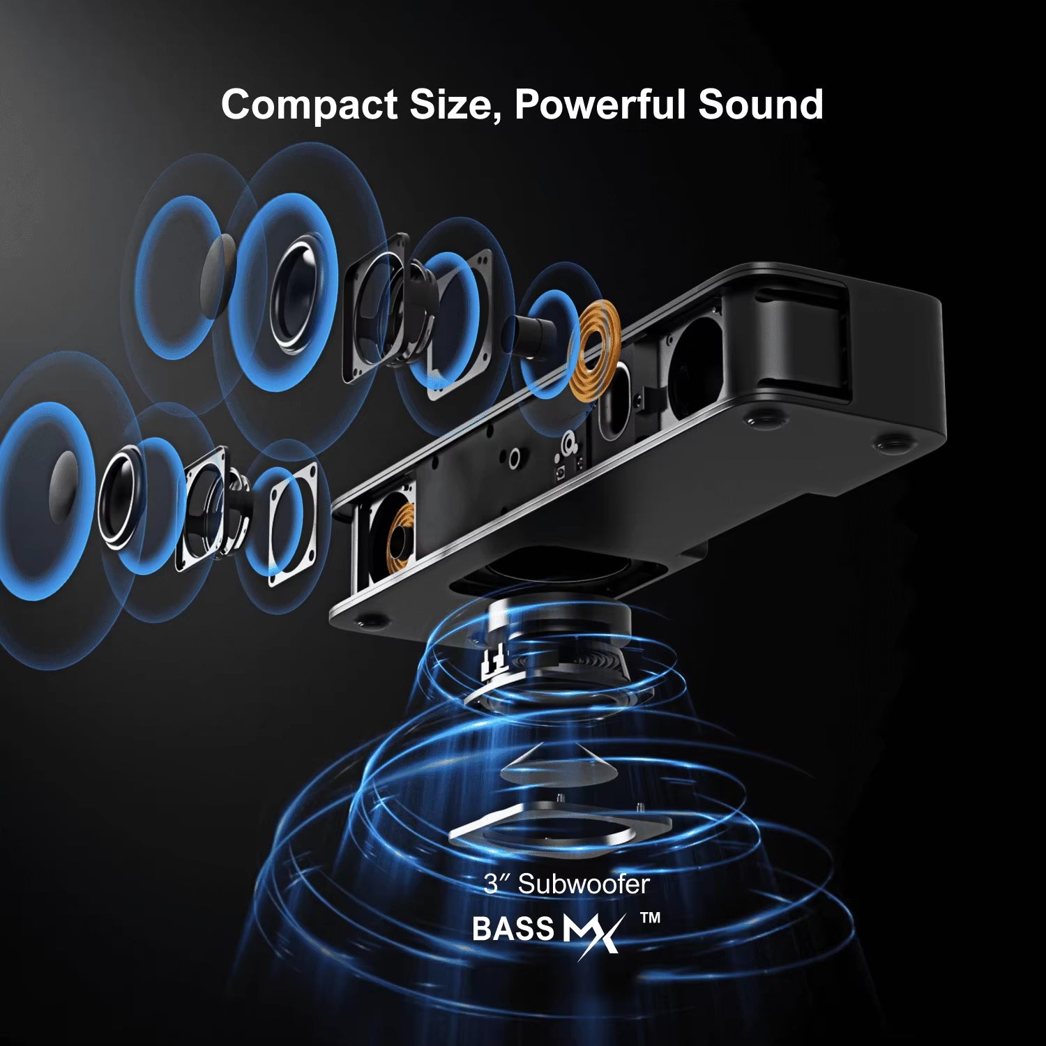 120W 2.1Ch Soundbar for TV, All-In-One PC Soundbar, Built-In Subwoofer, APP Control, Bluetooth 5.3 TV Sound Bar Speakers
