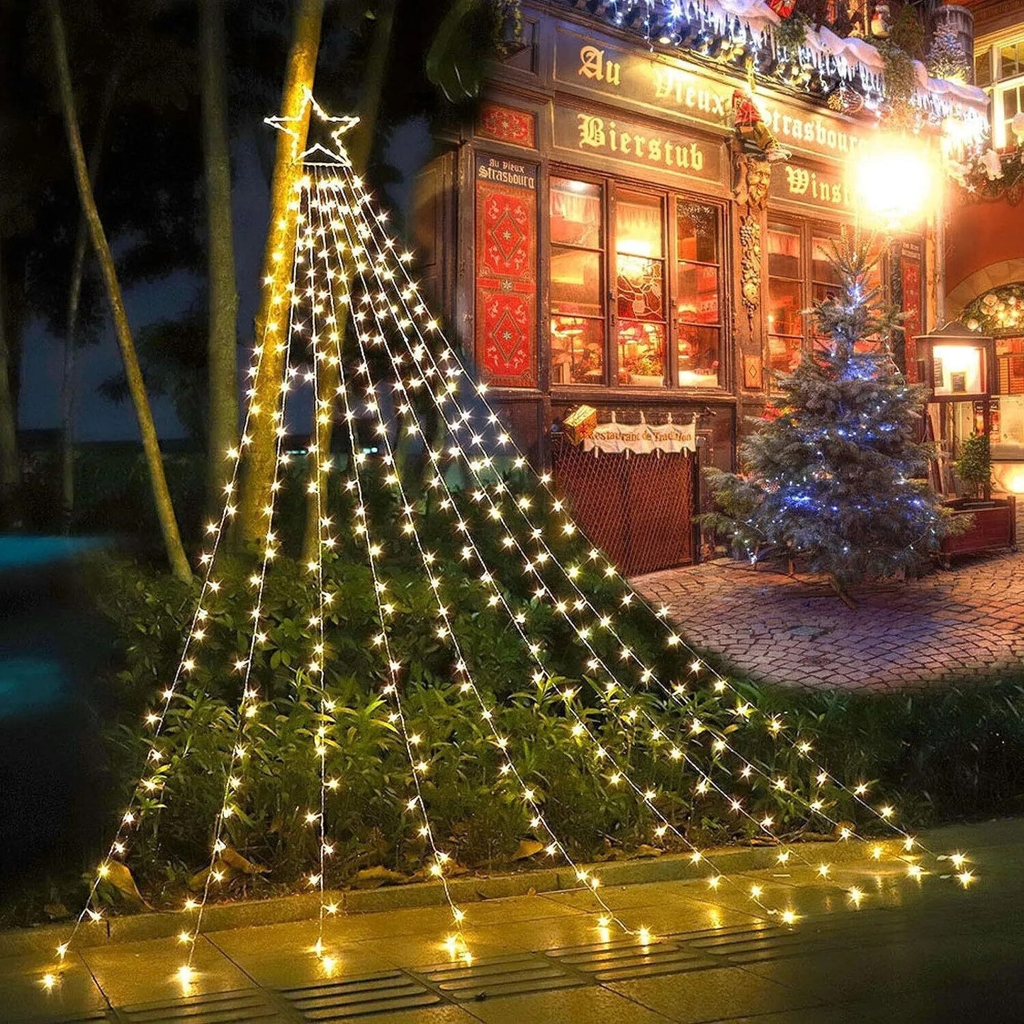 Christmas Decoration Lights 320 LED Waterfall Christmas Tree Lights 10" Star