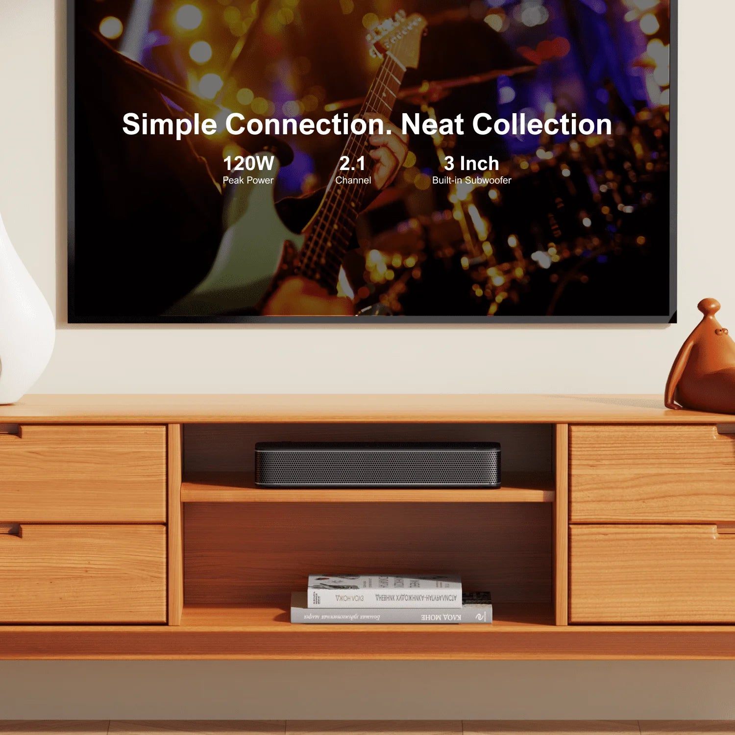 120W 2.1Ch Soundbar for TV, All-In-One PC Soundbar, Built-In Subwoofer, APP Control, Bluetooth 5.3 TV Sound Bar Speakers