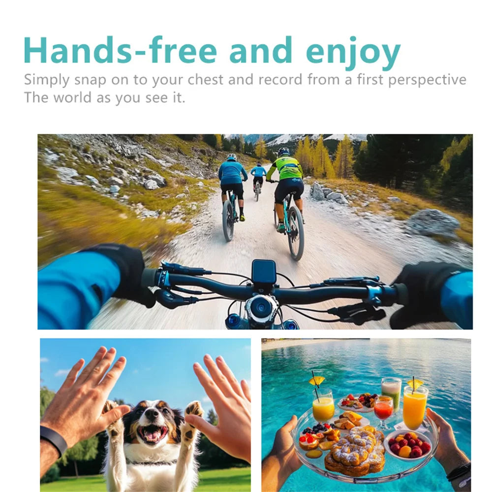 AMORUS Mini 2.7K Thumb Action Camera 1080P Pocket Sport Cam 1.47 Inch 180 Angle WIFI Recorder Magnetic Attraction Bracket Camera